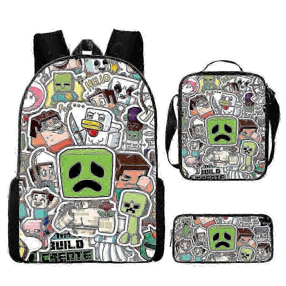 Minecraft Primary And Secondary School Schoolbags Minecraft Game Peripheral Backpack Three-piece Set high quality