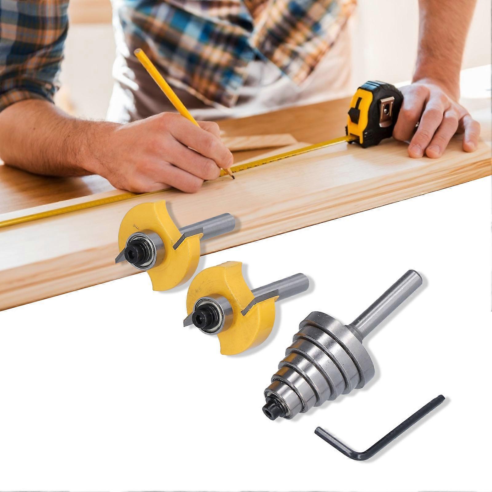 1/4in Shank Multi-Grooved Router Bit Set with 6 Bearings 1/8-1/2in