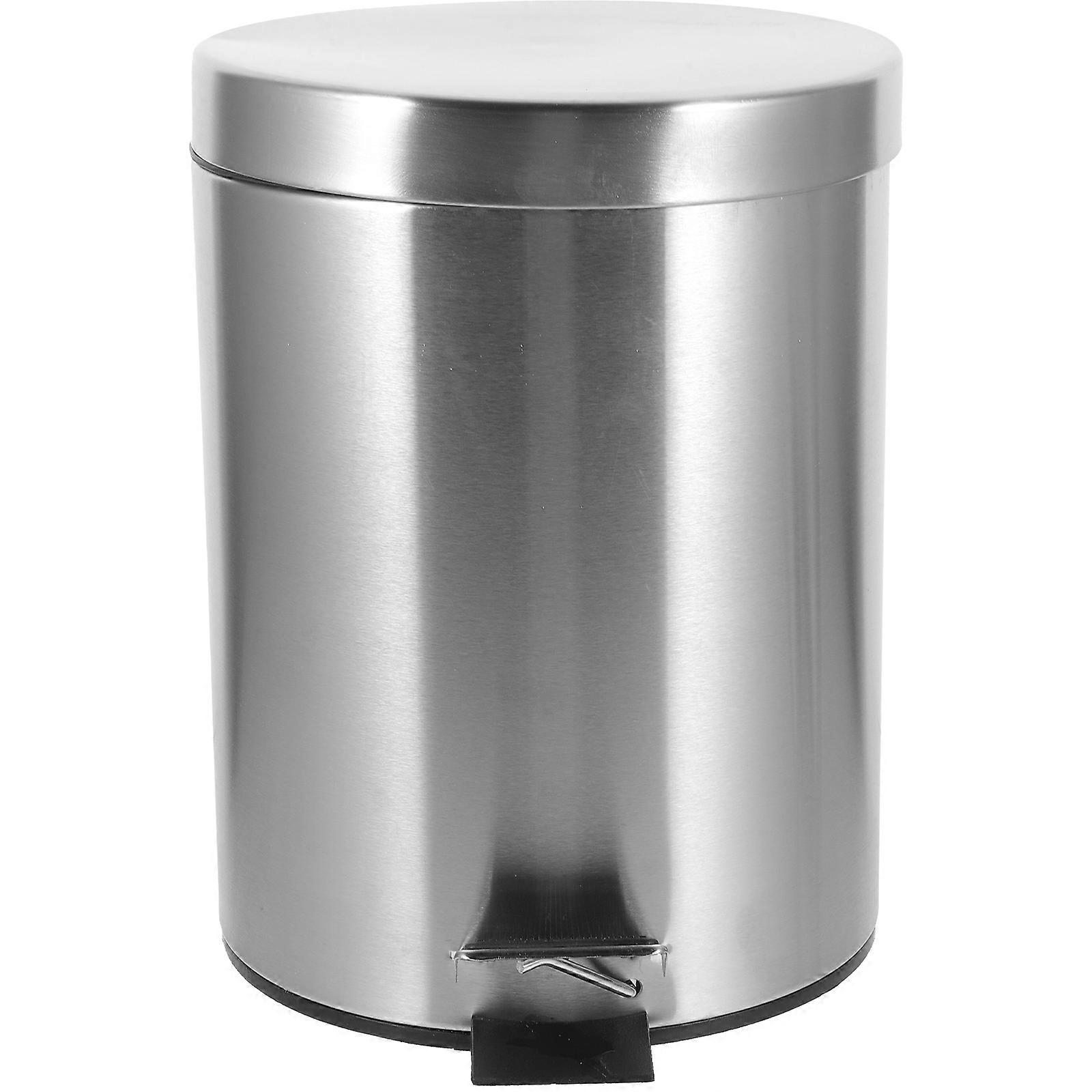 Simple Bathroom Waste Basket Pedal Trash Can Designed for Utility Room in Silver with Odor Prevention 1Set