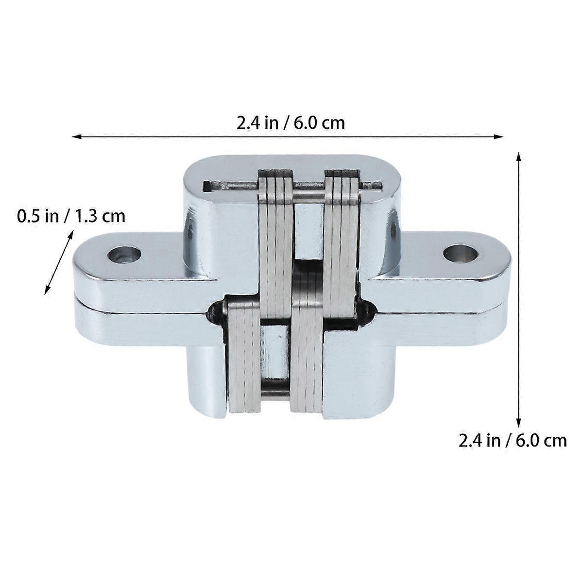 Charnière dissimulée en croix, angle d'ouverture de 180 degrés, pour assemblage de porte en bois et table de buffet, finition argentée durable, 1 paquet