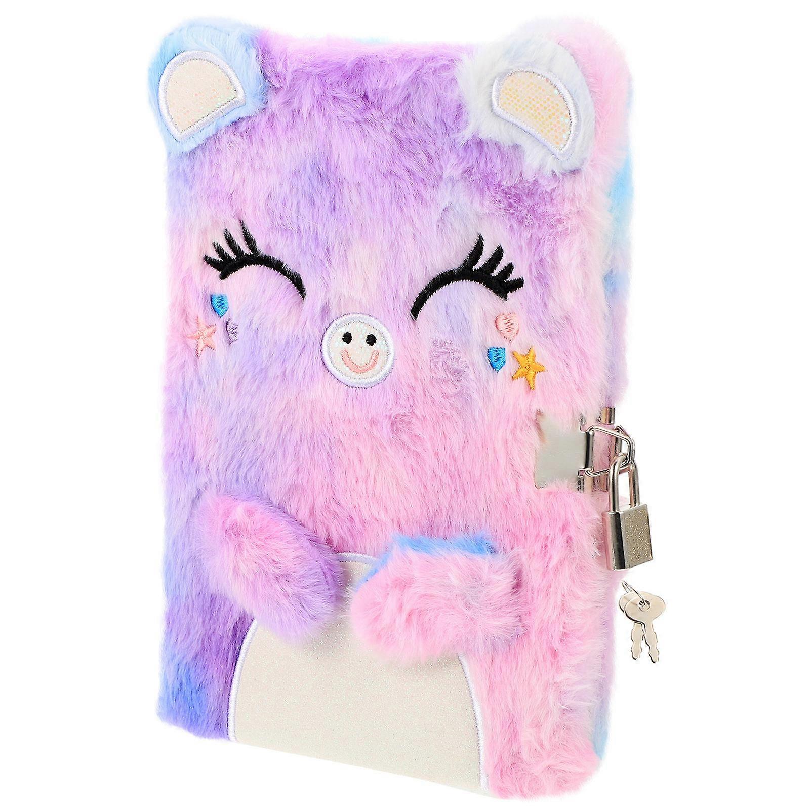 Diary with Lock Plush Purple Notebook for Daily Use 3Pcs
