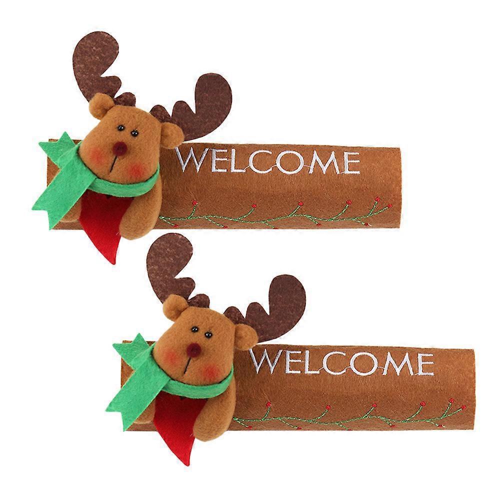 Door Handle Cover for Refrigerator Protection 6Pcs Elk Design Brown