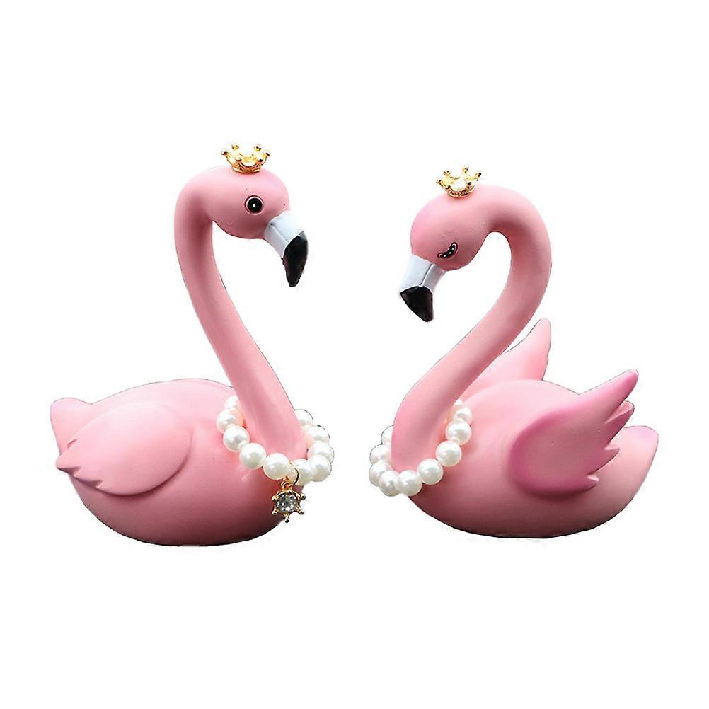 Flamingo Desk Ornament Couples Figurines for Decoration 3Pcs Set
