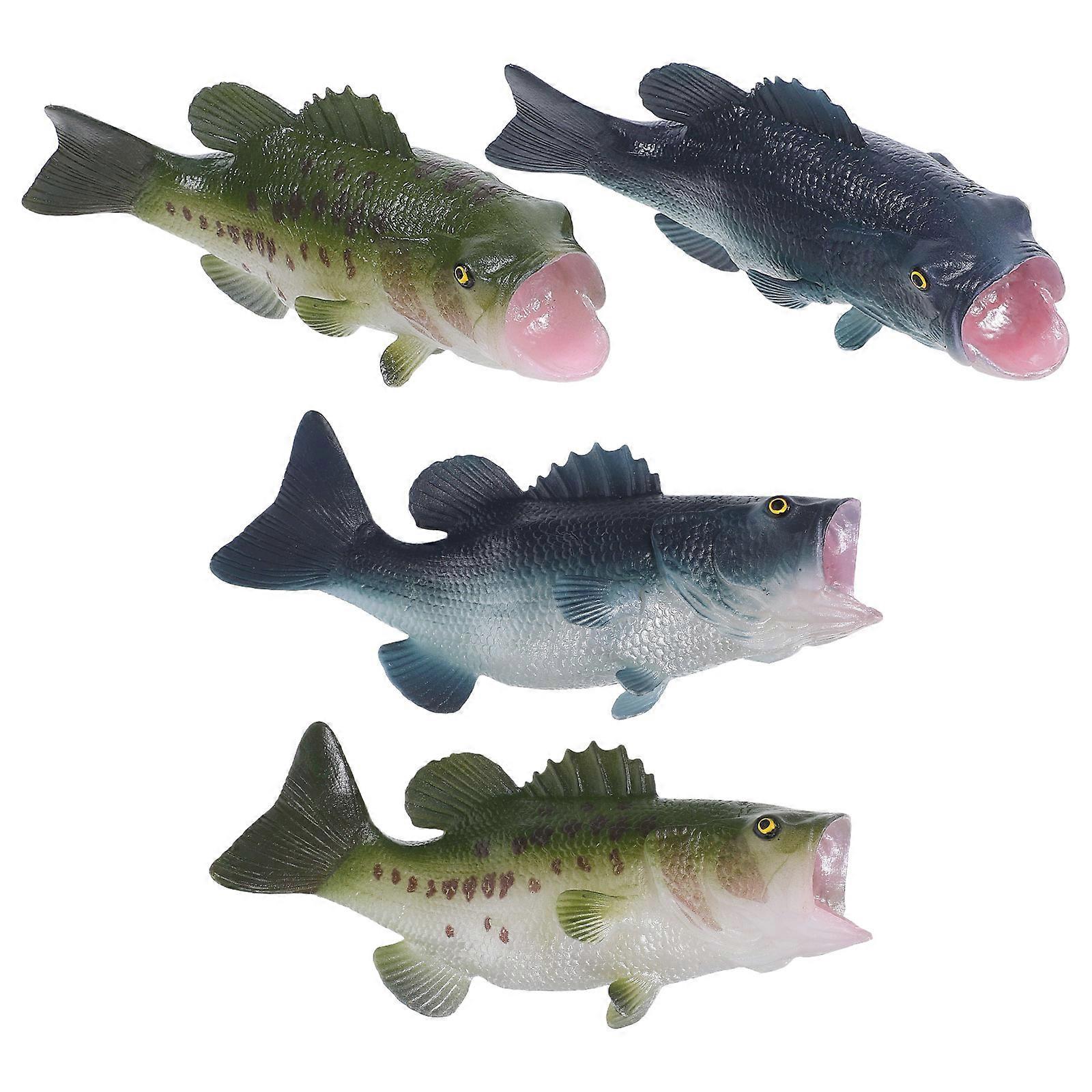 Fish Decoration Realistic Bass Fish Model for Decoration 4Pcs Bundle
