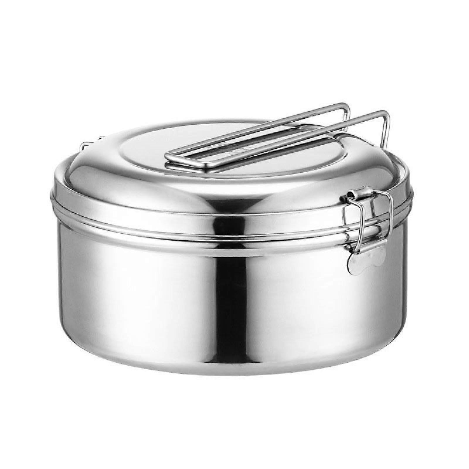 Clearance! Lssam Stainless Food Storage Containers with Locking Lid, Folding Handle Lunch Box, compatible with camping cookware
