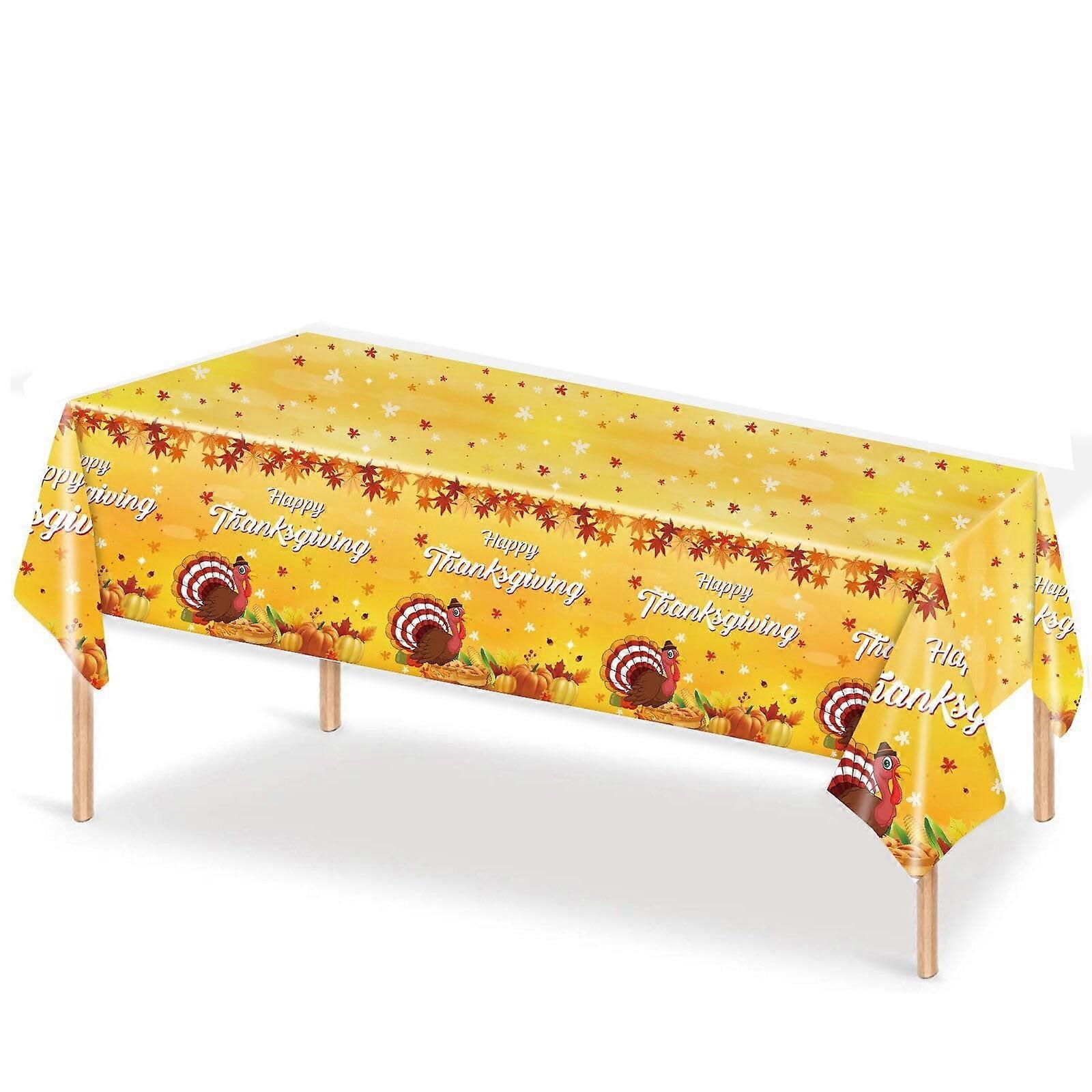 Kafsov Thanksgiving Table Cloth with Maple Leaf Design, Disposable PEVA Party Decoration for Holiday Gatherings, 137x274cm D