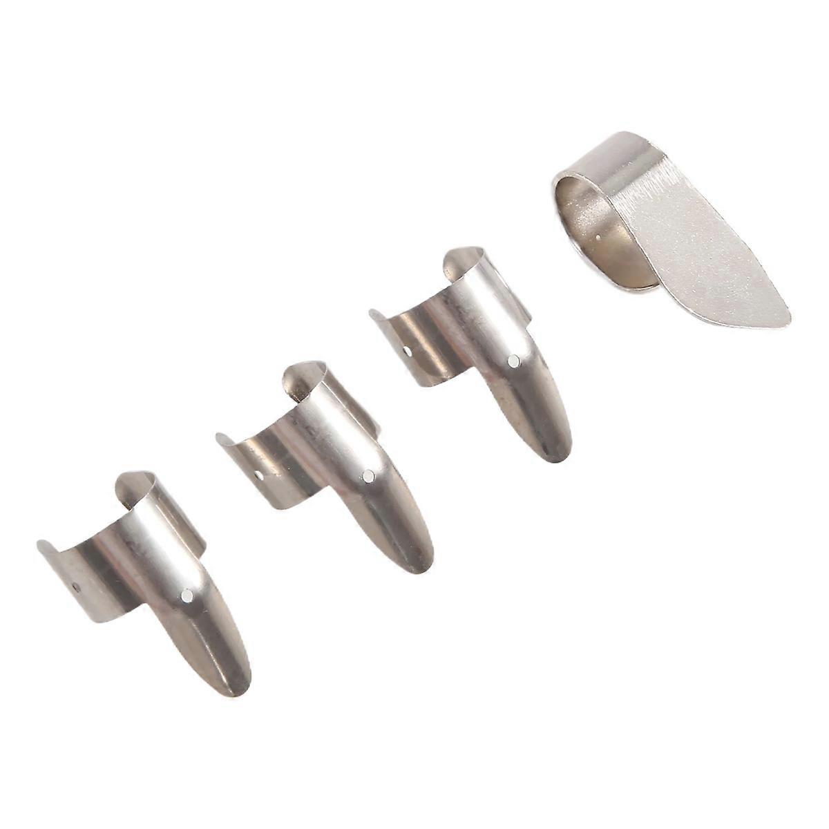 Ensemble de 3 médiators en métal + 1 médiator pour le pouce pour guitare, dobro, banjo, etc.