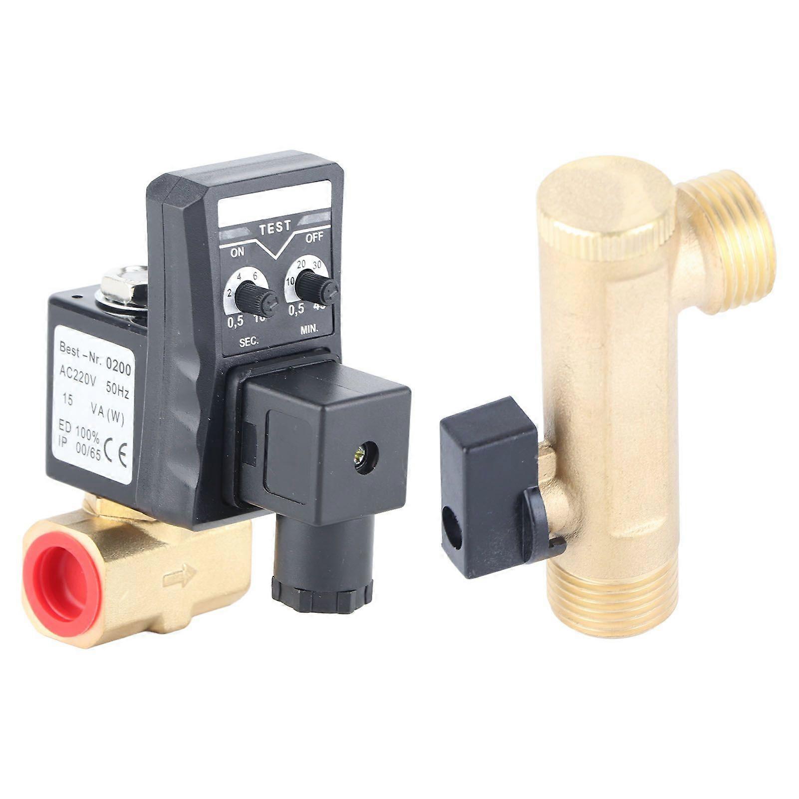 Electronic Drain Valve with Timer Tank Drainage Electric Solenoid Valve for Air Compressor Split Type AC220V