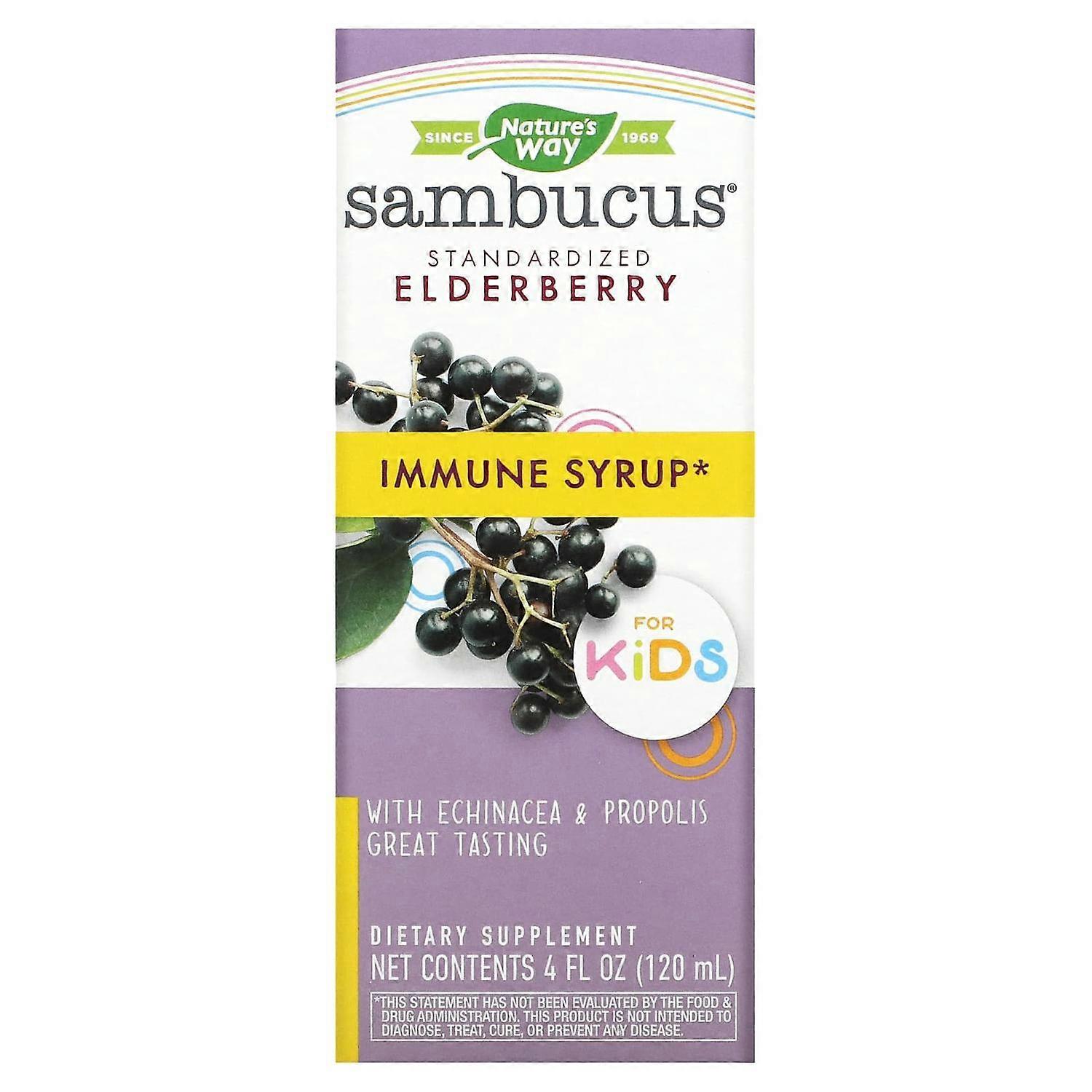 Nature's Way, Sambucus for Kids, Standardized Elderberry, Immune Syrup, 4 fl oz (120 ml)