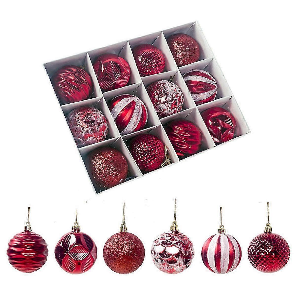 Festive Design Pine Cone Glass Ornaments, Ideal For Christmas Tree Decor, Hanging Ball Kit With Shiny Multicolor Combination, Red Gold Christmas 26s