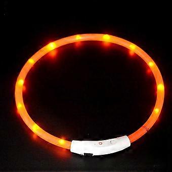USB Rechargeable LED Cat Dog Pet Collars Flashing Luminous Safety Night Light Up