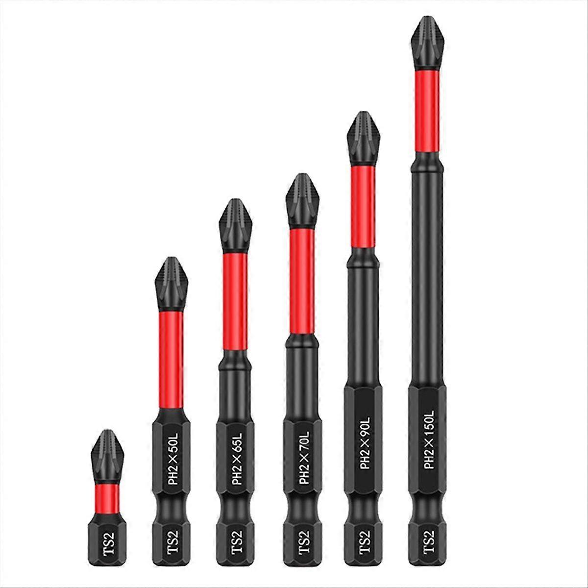 6pcs S2 25-150mm Impact Screwdriver Bits Magnetic Torque Screwdriver Impact Driver Bit Set