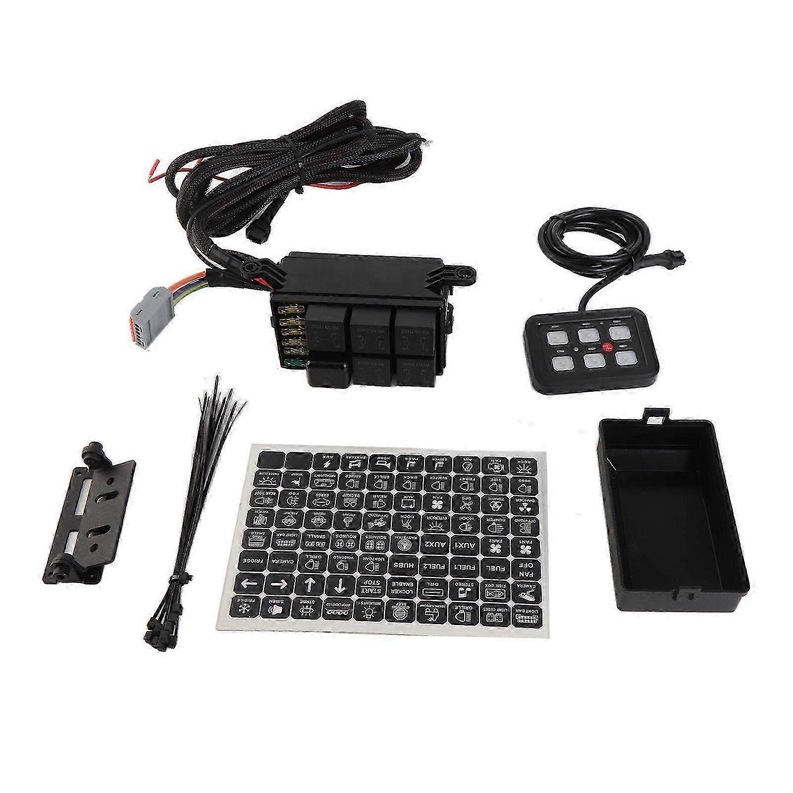 6 Gang Switch Panel Electronic Multi Color Light Control Circuit Relay System for Trucks Boats SUV