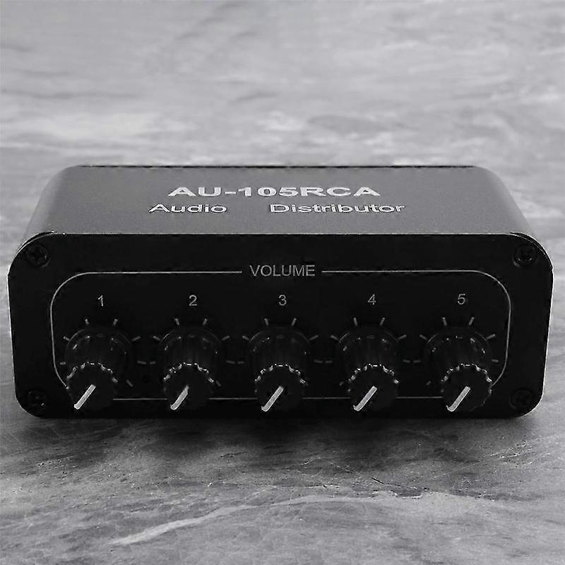 Stereo Audio Mixer 1 Input 5 Output Multi-Channel Audio Source Distributor RCA Interface for Power A