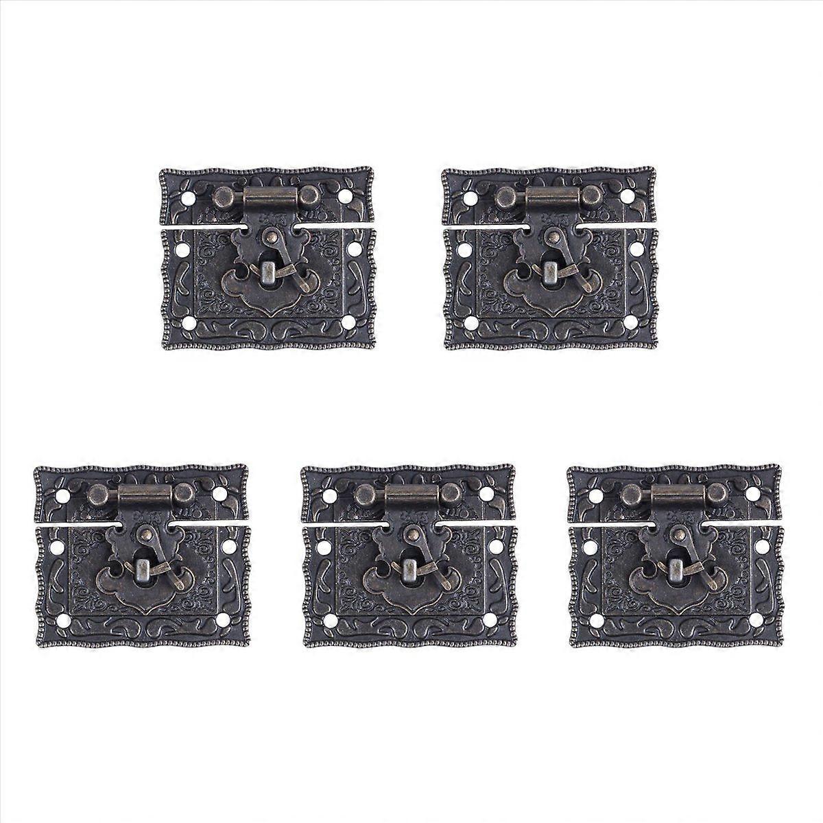 Wood Case Chest Box Rectangle Clasp Closure Hasp Latches Bronze Tone