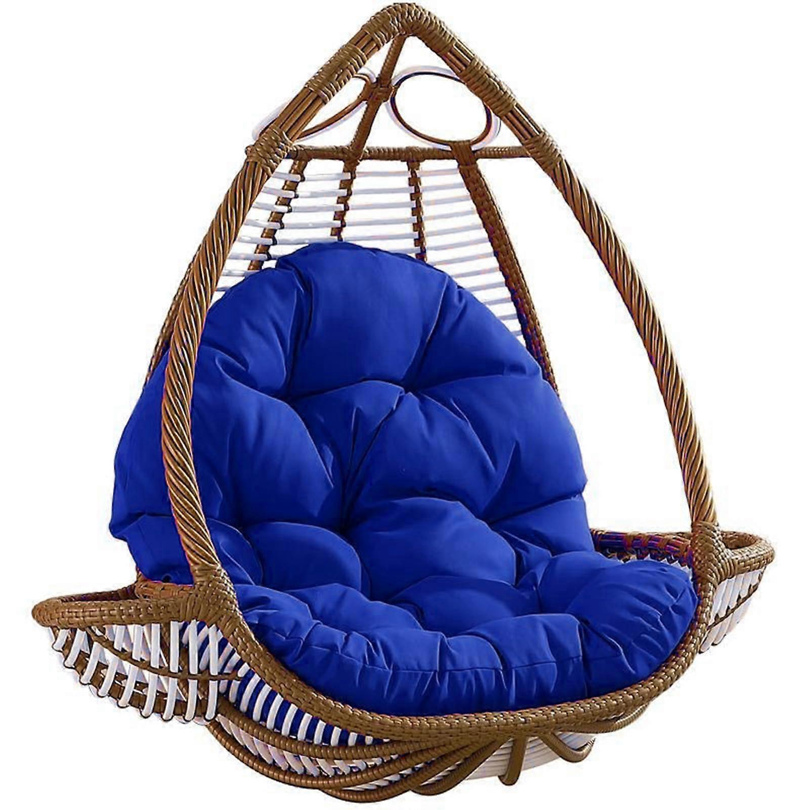 Hanging Egg Chair Cushion Thick Waterproof Outdoor Seat Pad For Wicker Rattan Chairs Royal Blue 120x80 cm Garden Patio