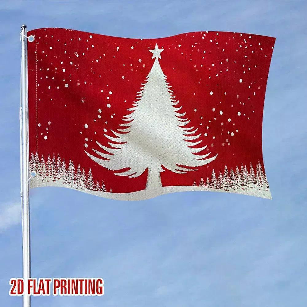 1pc דגל חג המולד שמחה באנר אדום לבן לקישוט חג עם עץ אורן בד פוליאסטר עמיד לשימוש פנימי
