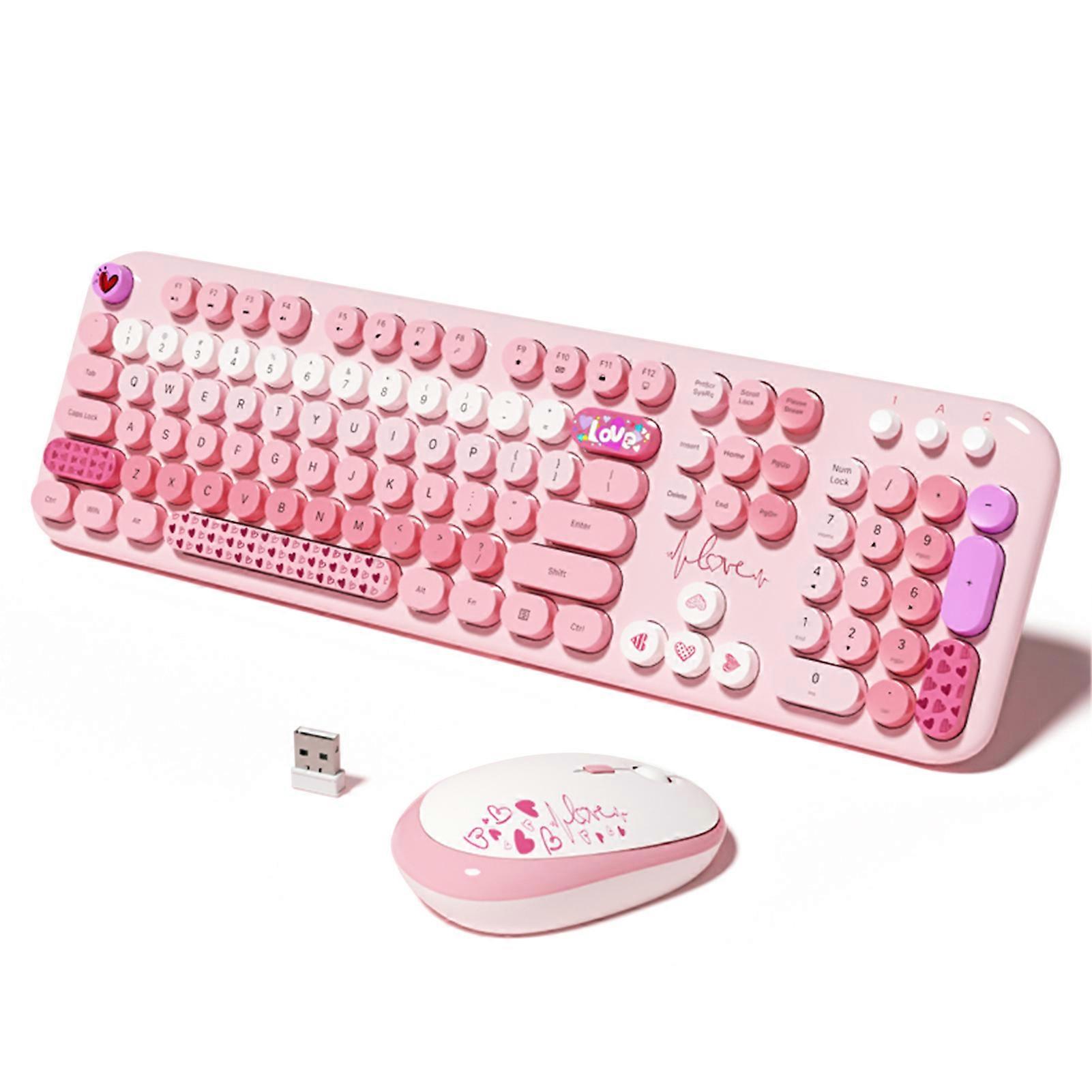 MOFII Wireless Keyboard and Mouse Set Lovely High-Quality Mixed Color 104 Keys USB Receiver Office for Laptops and Desktops Keyboard