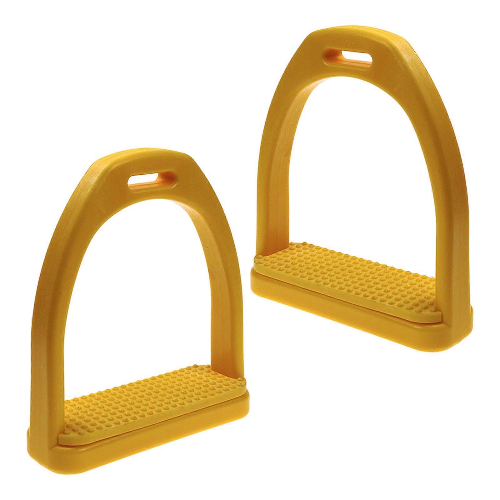 High Strength Plastic Ride Stirrups Designed With Slip Resistant Rubber For Stability In All Conditions  Yellow
