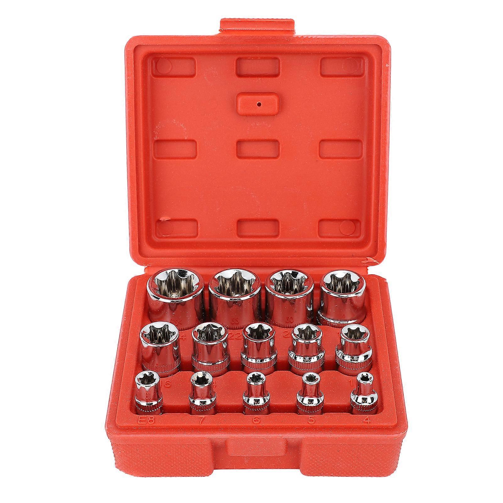 14Pcs E Star Socket Set Chrome Vanadium Steel Portable External Star Socket Set for Repair Maintenance