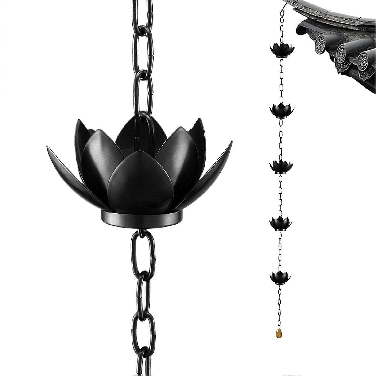 Outdoor Rain Chain Lotus Style  Decorative Water Chain For Garden Patio Front Entrance  Gutter Downpipe Alternative