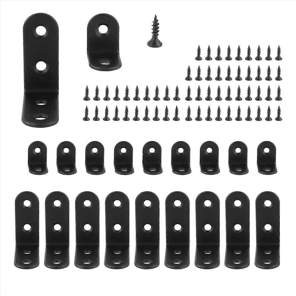 20 pcs Black L Brackets 90 Degree Angle Stainless Steel Joint Bracket