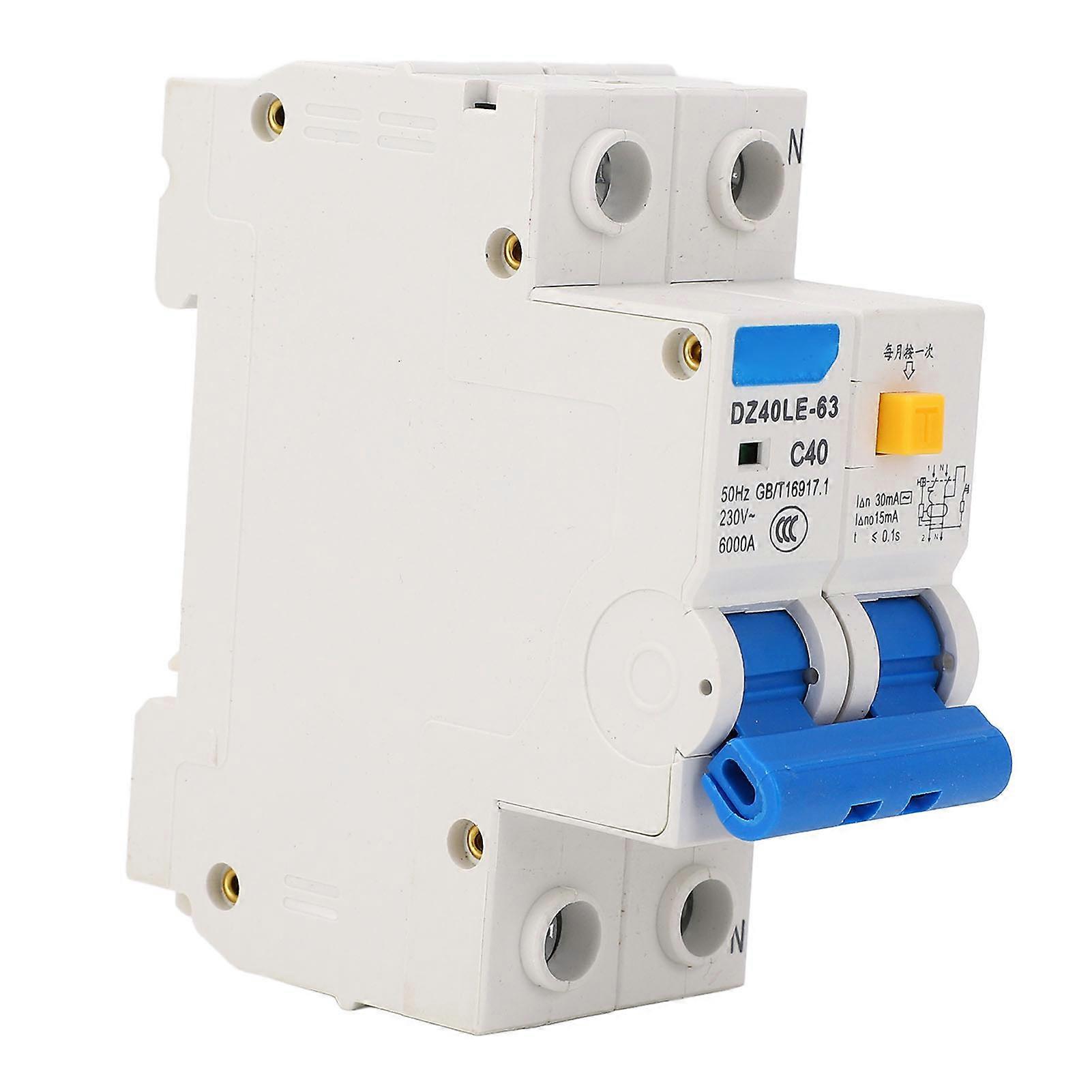 Air Circuit Breaker with Leakage Protector Dual Handle DIN Rail Mounted Disconnect Switch for Home 230V