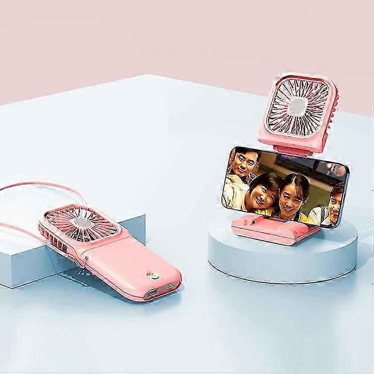 F30 Electroplating Handheld Fan Portable Desktop Folding Mute USB Hanging Neck Fan, Upgraded Version