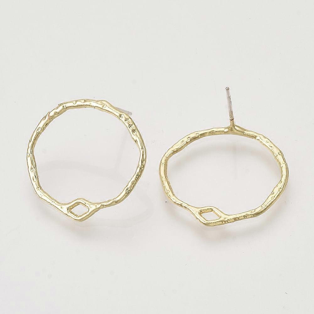 10pc Alloy Stud Earring Findings with Loop Ring Light Gold 21x22.5mm Hole: 3x1.5mm Pin: 0.6mm