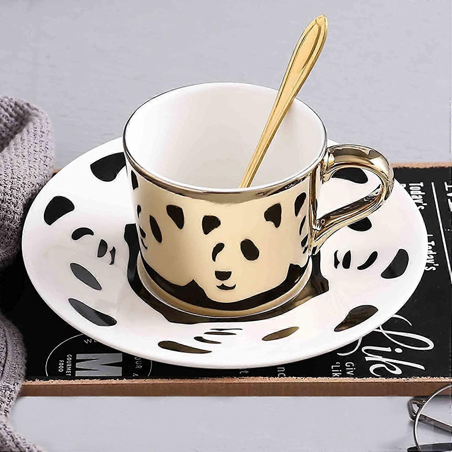 Horse Mug Tea Cup and Saucer Set Handmade Butterfly Cup Panda Model RotationActivated Reflection