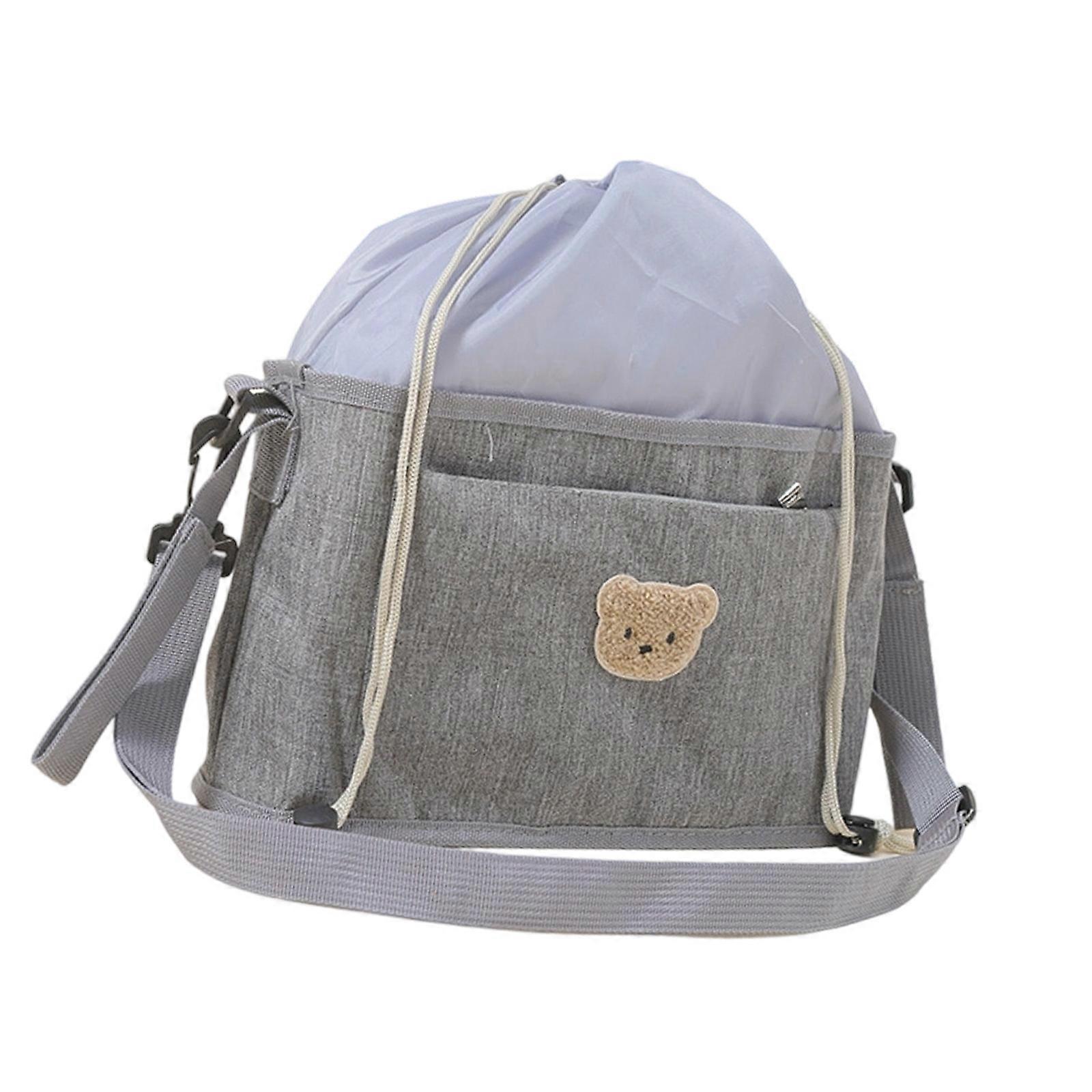 Diaper Bag Strollers Organizer with Large Storage Pocket, Spacious and Stylish Drawstring Storage Bag for Modern Parents  Gray