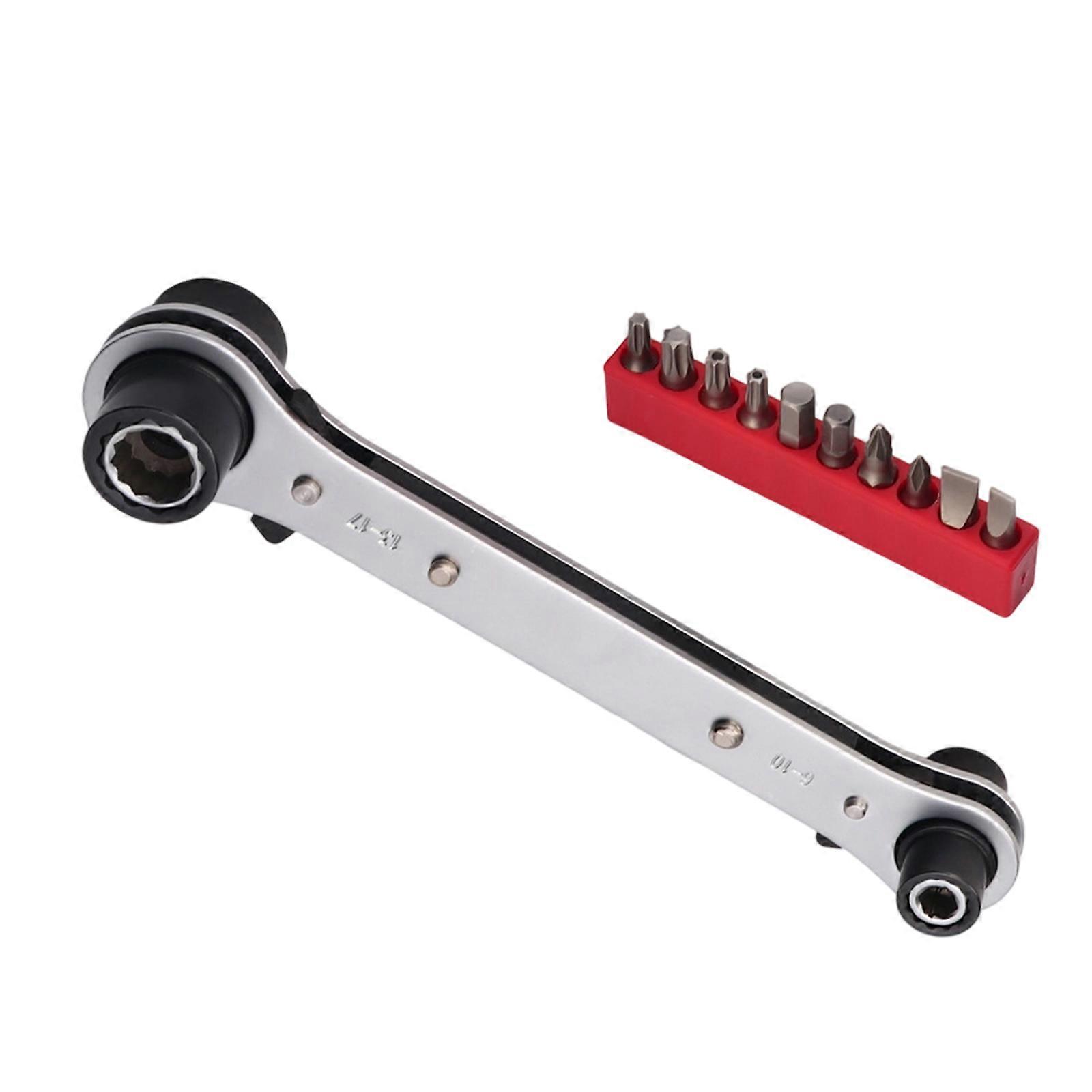 Double Ended Multifunction Socket Ratchet Wrench 4 Way Functionality Adjustable Drive Ergonomic Nonslip Handle Multicolor