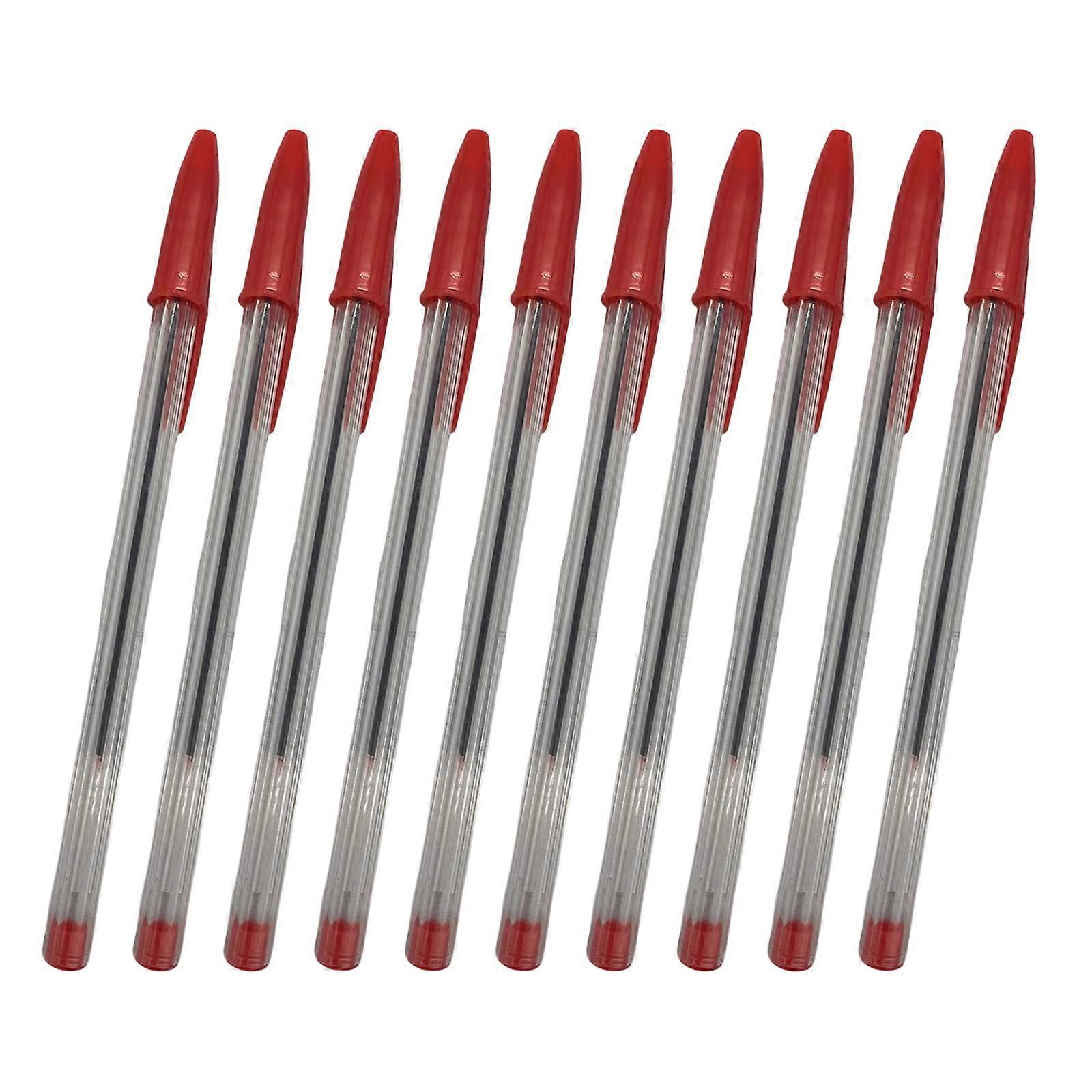 10PCS Professional Ballpoint Pens 1.0mm Tip Black Red OR Blue Inks Quick Dry Smoothly Writing For School Office Supplies  Red