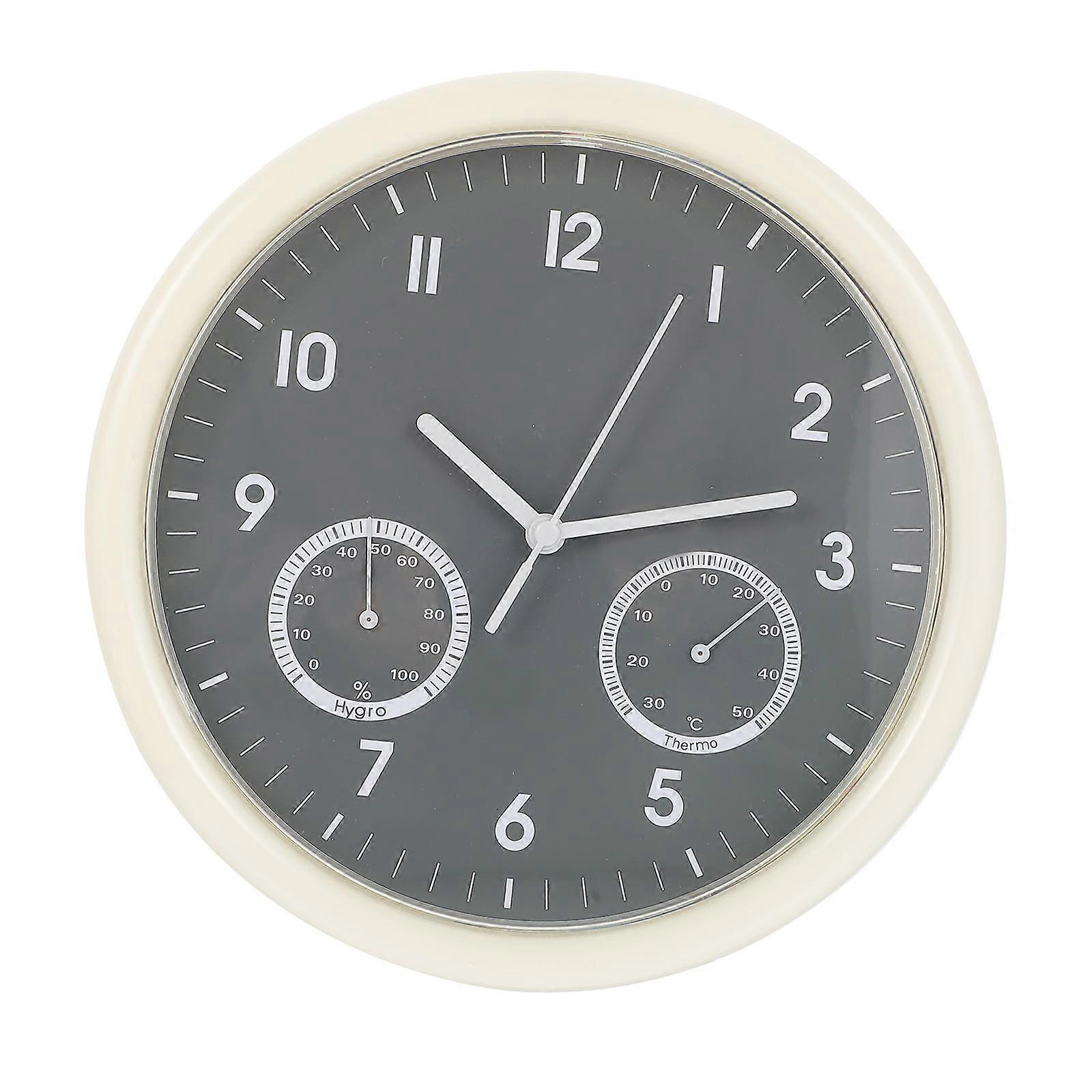 Silent Wall Clock Quiet Sweep Movement Wall Clock with Thermometer Hygrometer