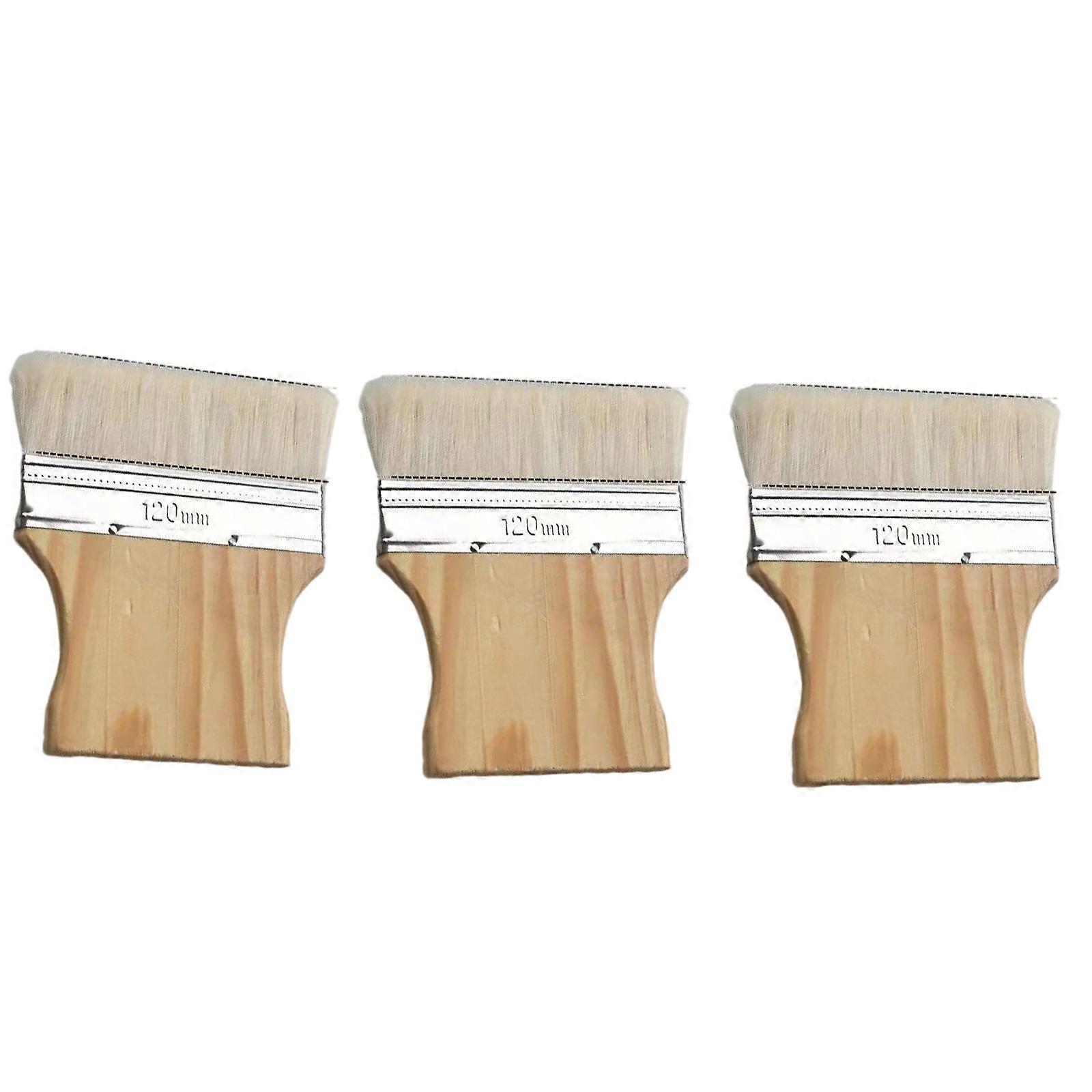 3 Divisions Flat Stem Wool Paint Brushes Set Multiple Size Art Supplies For Canvas Fabric Pattern Crafting Durable Rustproof Steel Ferrules Design