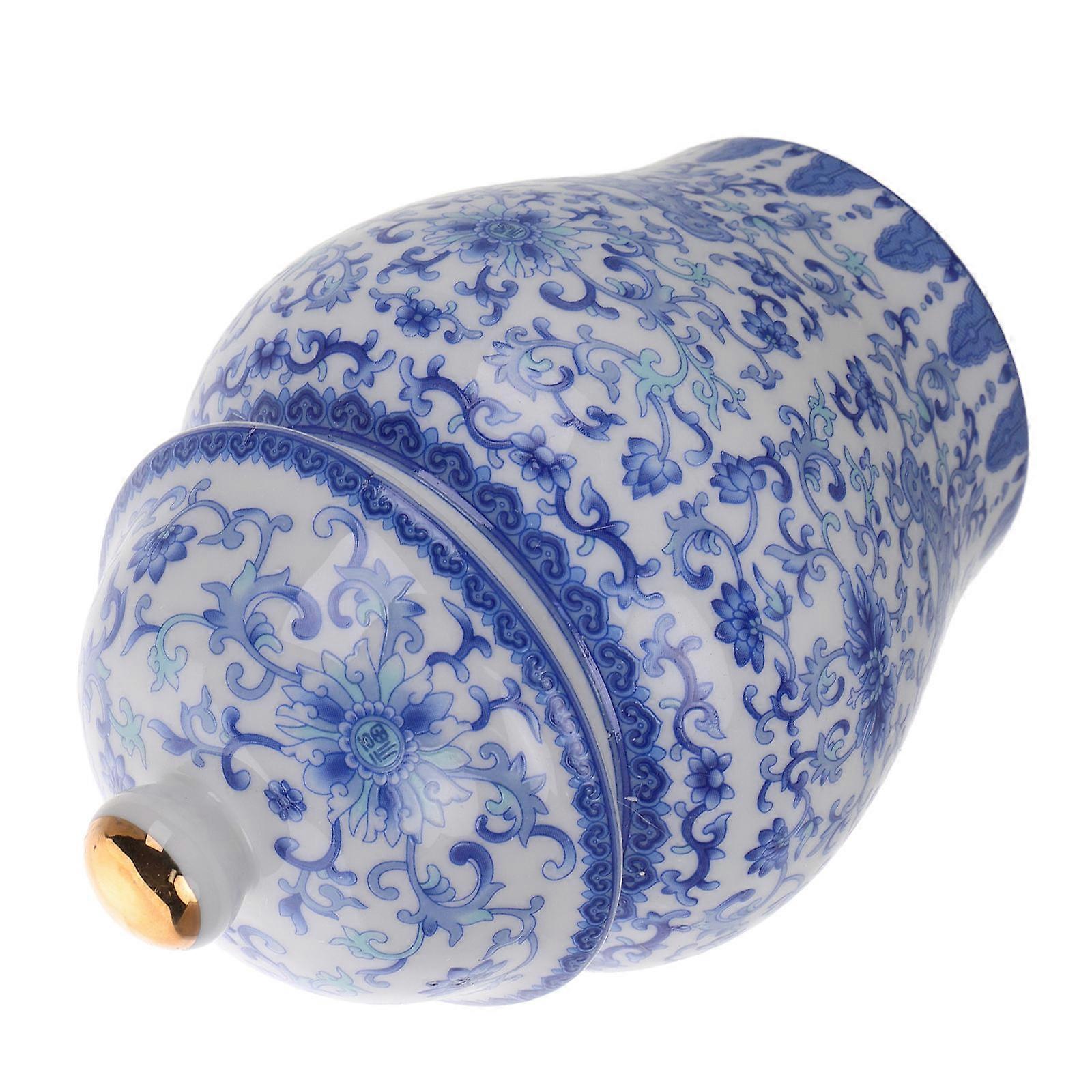 Floral Pattern Ceramic Canister for Tea Storage in Sky-Blue