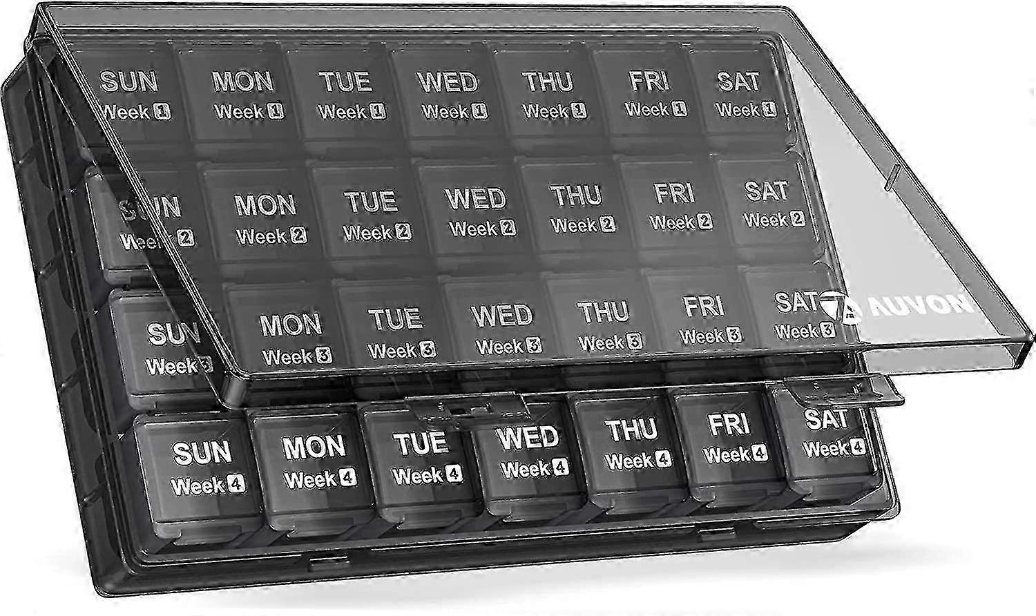 4-Week Pill Organizer Box for Vitamins and Supplements Storage