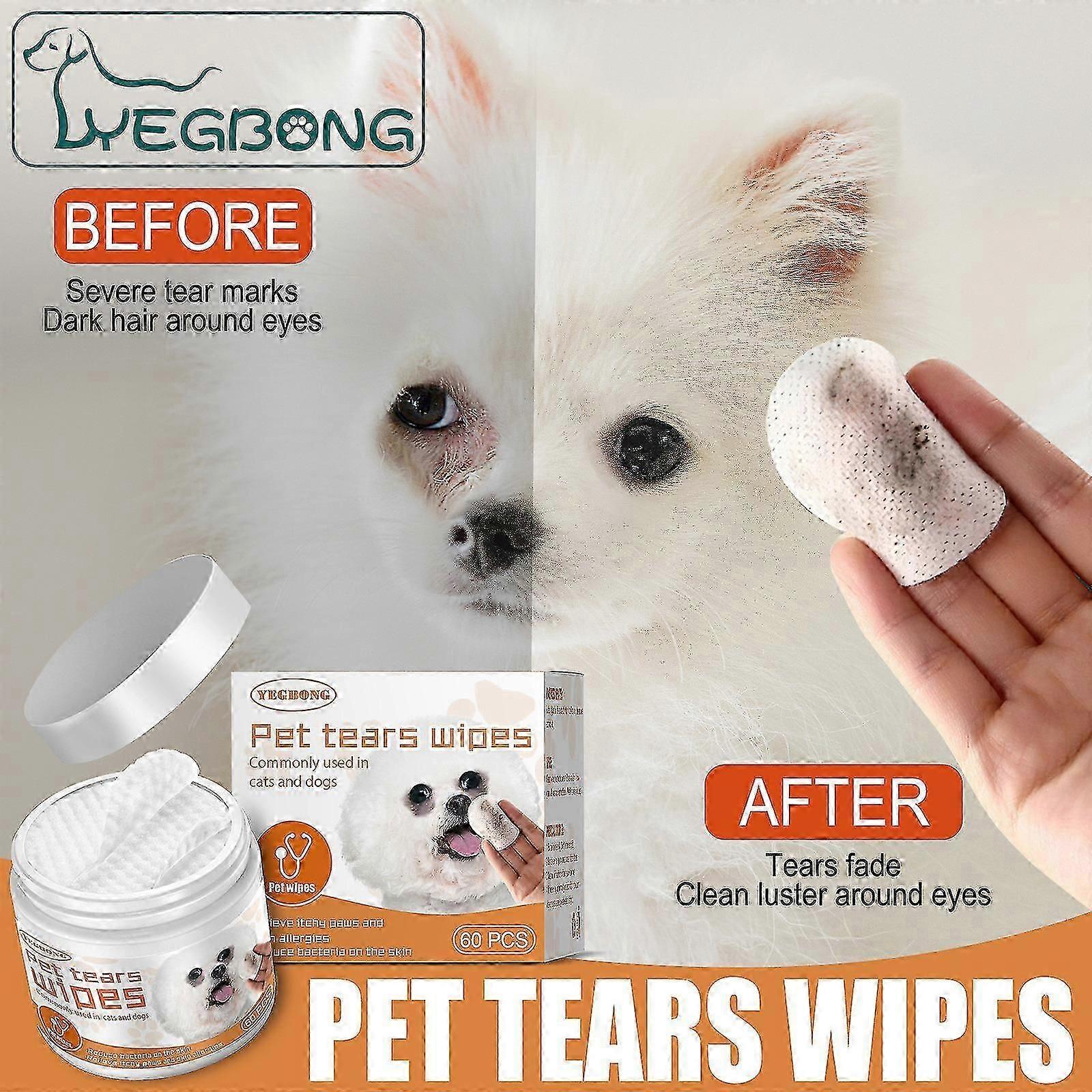 5 مل الأليفة مسيل للدموع علامة منظف مجموعة قطع القطن - 60 قطعة إزالة علامة المسيل للدموع للحيوانات الأليفة مع مسحات قطنية-6479205898004