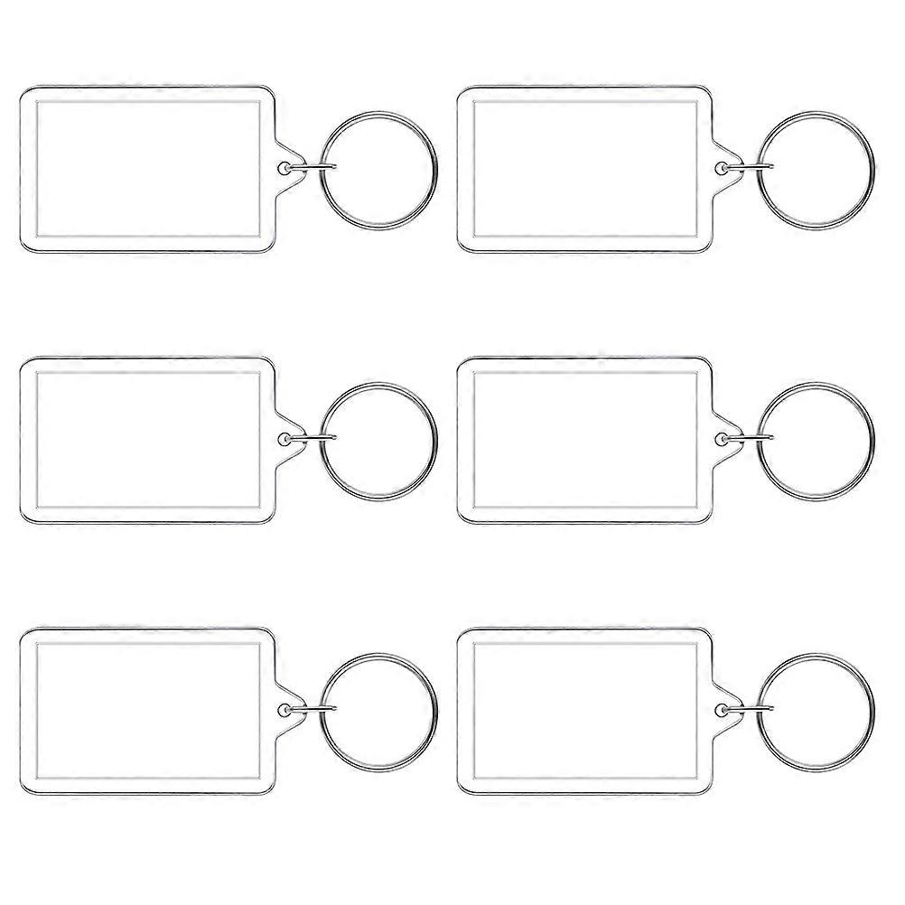 6Pcs Transparent Acrylic Photo Keychain Frame for Keys DIY Picture Holder