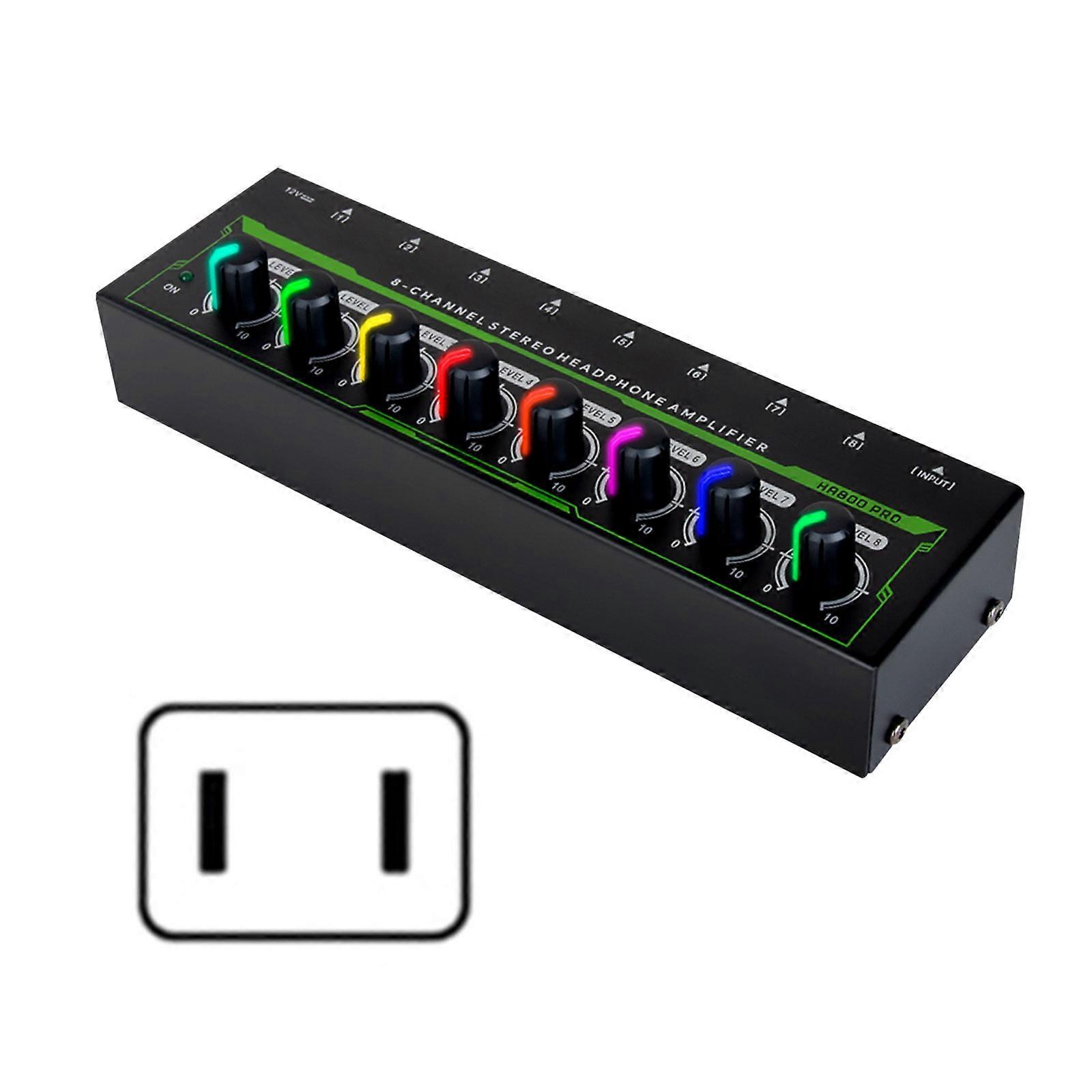 Headphone Amplifier 8 Channel Stereo Headphone Amplifier Portable LED Earphone Splitter for Sound Mixers Monitors Multicolor