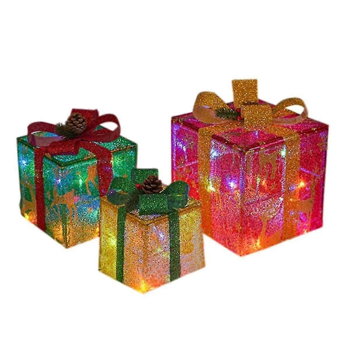 أدى صناديق إضاءة عيد الميلاد بطارية تعمل بالطاقة متوهجة هدية مربع لعيد الميلاد في الهواء الطلق ديكور داخلي