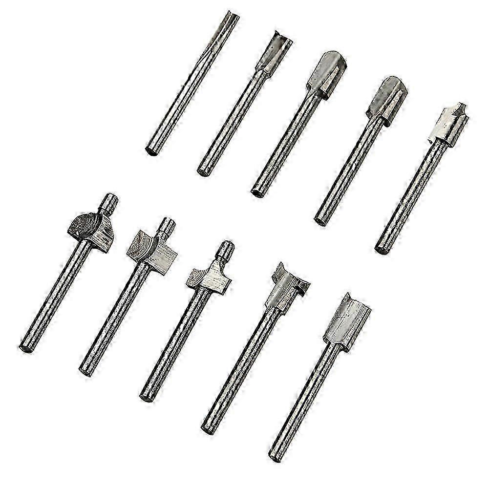 10Pcs HSS Woodworking Router Bits 1/8" Shank Set