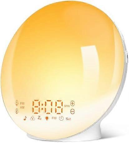 Sunrise Alarm Clocks, Wake Up Light with Sunrise/Sunset Simulation Dual Alarms Bedside Night Lamp Snooze Function FM Radio 7 Natural Sound 11 Colorful