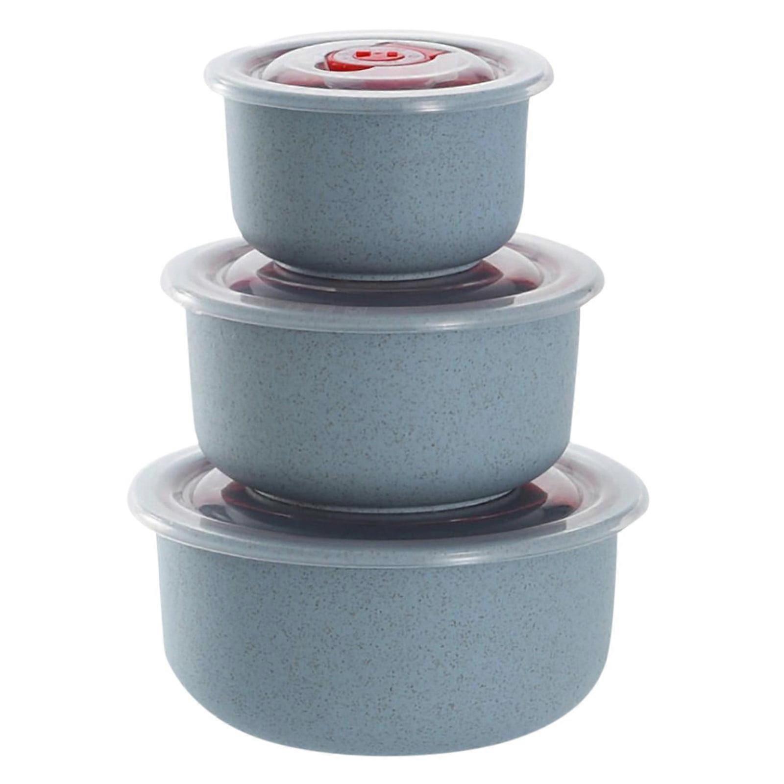 Three Piece Round Bowl Set Airtight Bowl Food Storage Containers Set 3 Sizes Lunch Box With Lid