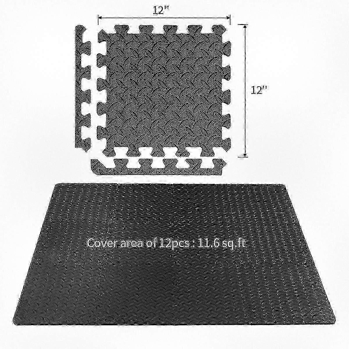 12-Piece Home Gym Foam Exercise Mats for Flooring, Interlocking Tiles for Workout and Fitness Spaces