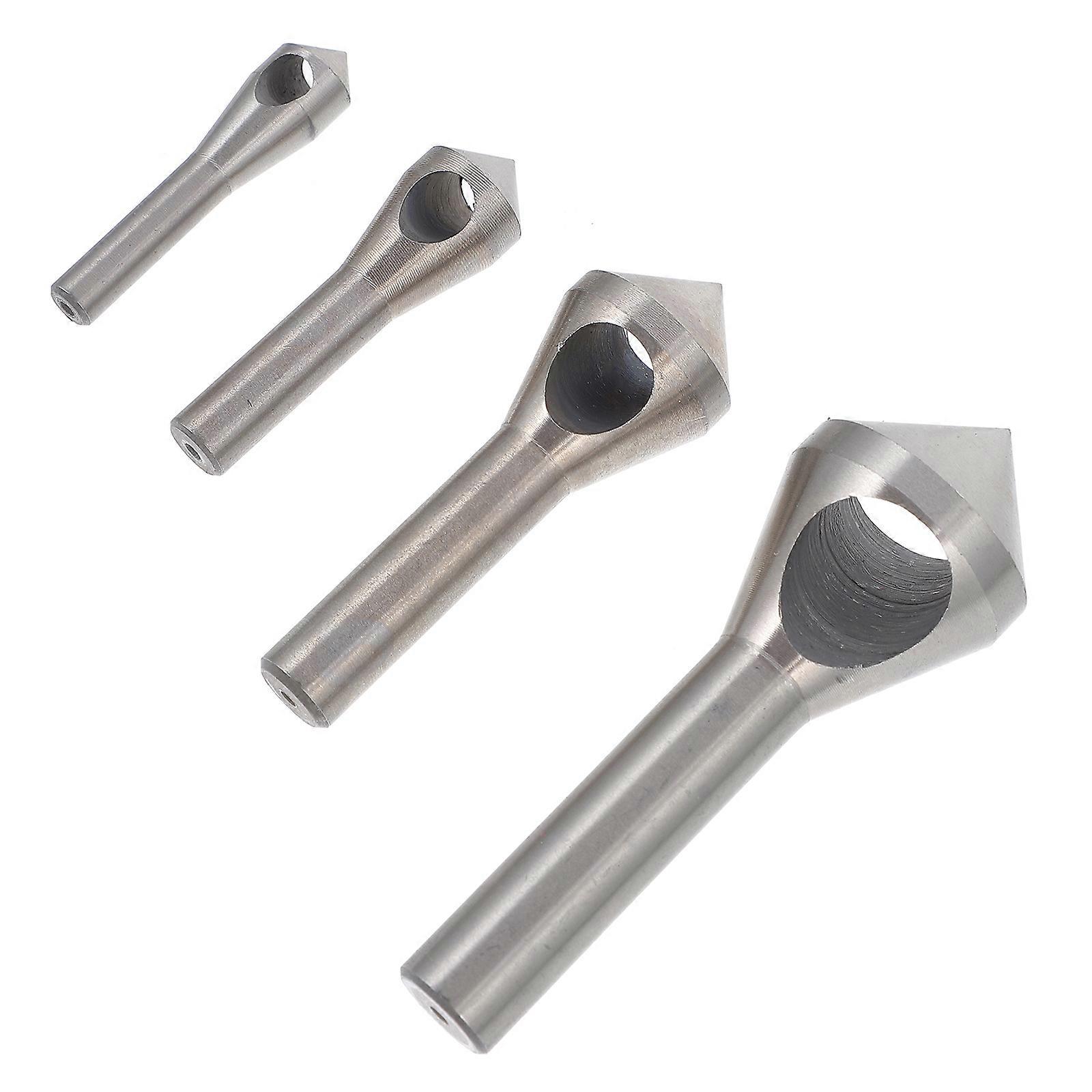 Silver Countersink Deburring Tool 4Pcs Set for Machine Drilling Work