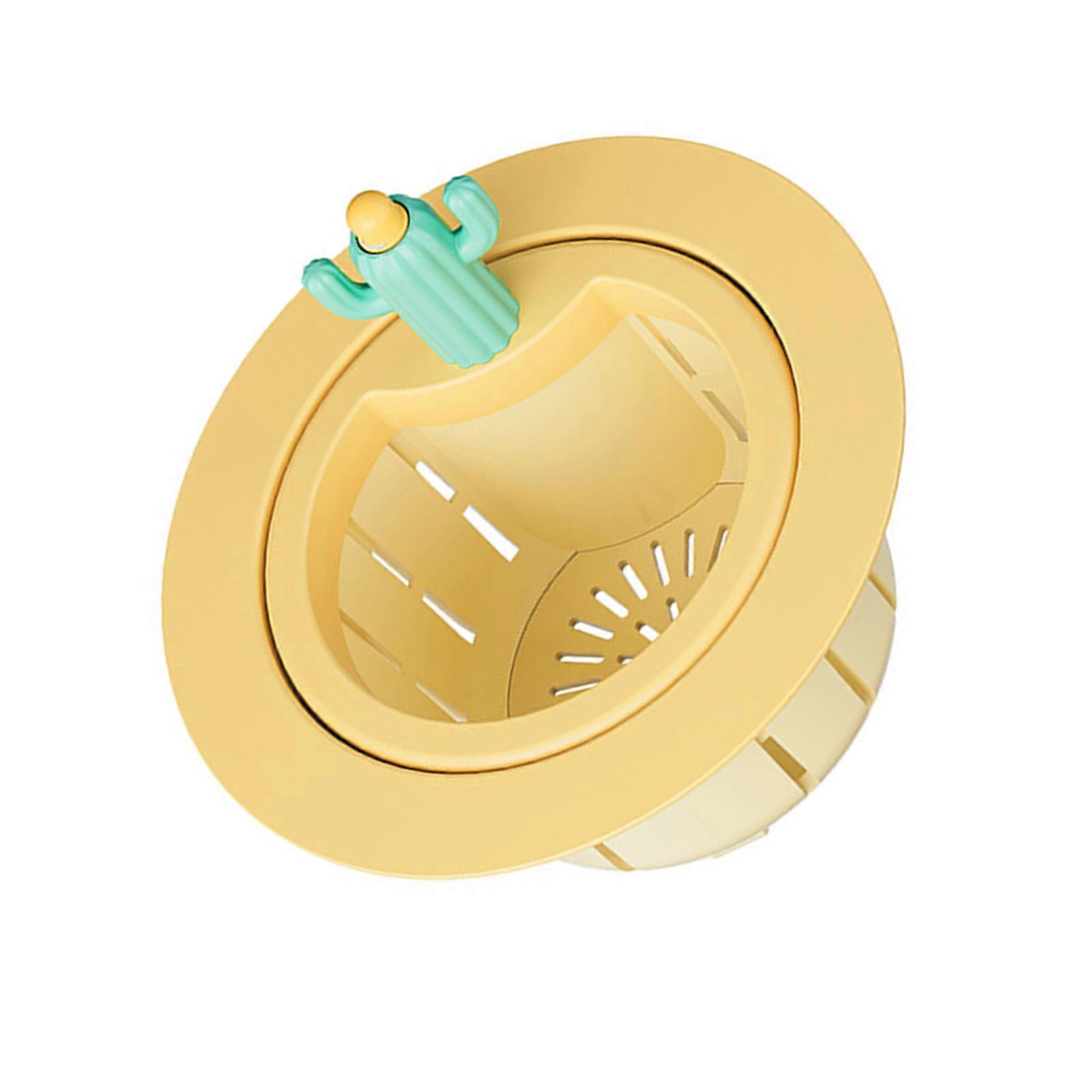 Upgrades Cactus Kitchen Strainer with Auto Dumping Function Cactus Sink Filter Net Upgrades for Sink Residues Filtration  Yellow widened gaske