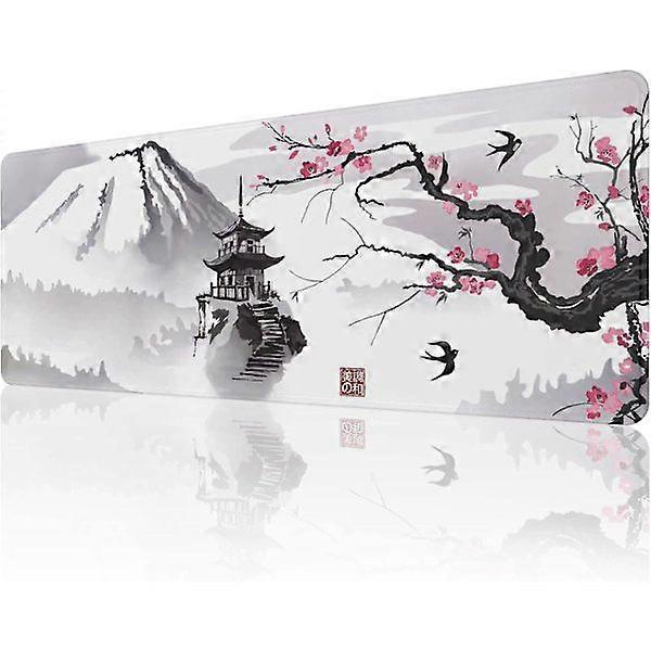 Cherry Blossom Mouse Pad (80 x 30 x 0.3 cm) Extended Large Mouse Pad Desk Pad, Stitched Edges Mouse Pad