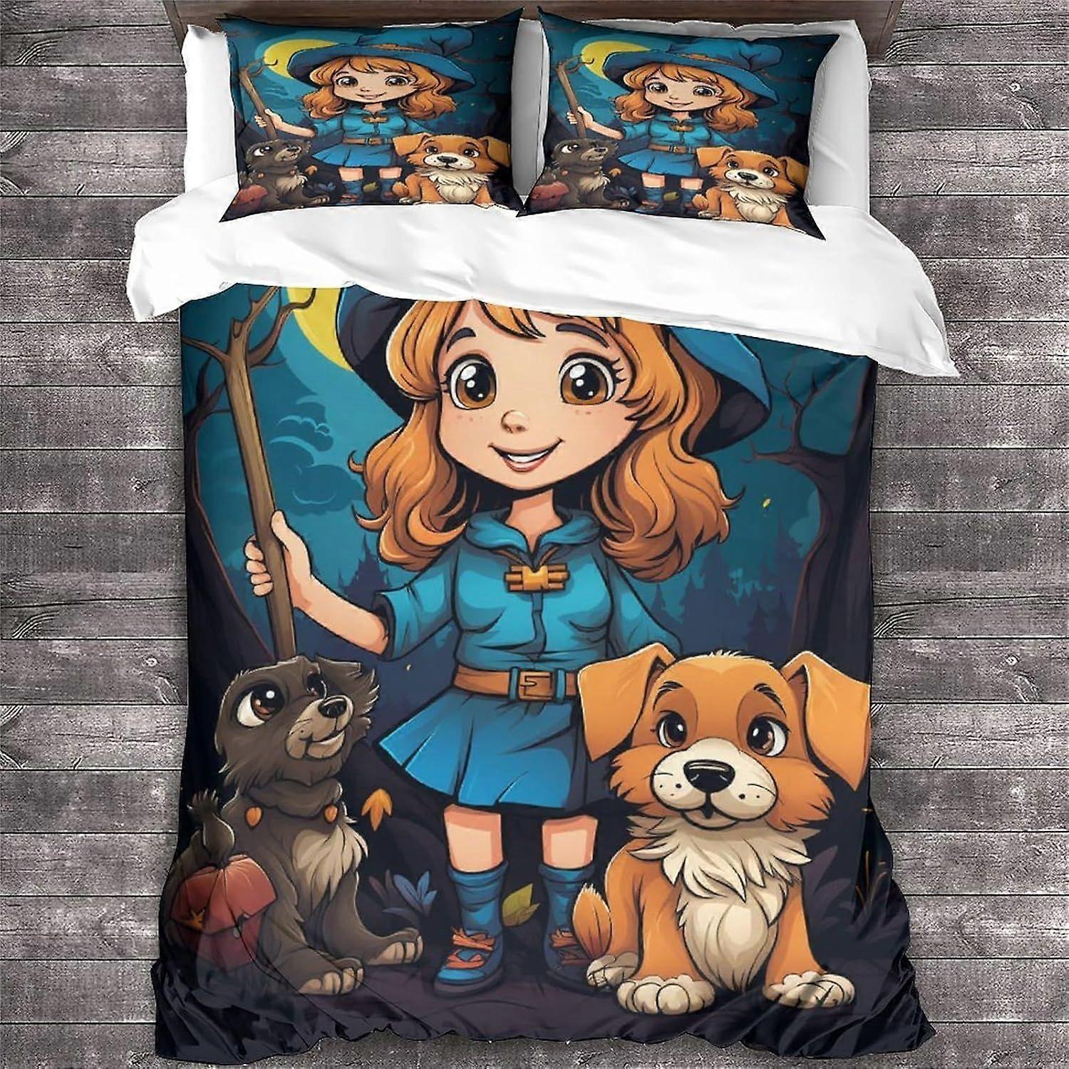 LikeEj غطاء لحاف مجموعة فراش ستوكات ، غطاء لحاف لحاف هالوين طباعة ثلاثية الأبعاد &كيس وسادة مع إغلاق سحاب ، غطاء لحاف حيواني ناعم في فصل الشتاء