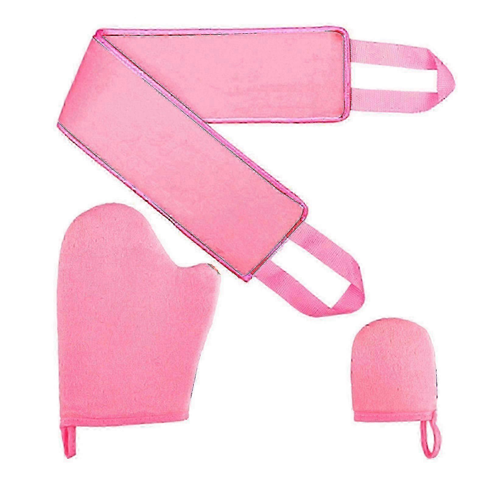 2025 Exquisite 3Pcs Self Tanning Mitt Applicator Kit Set with Self Tanner Glove Tanning Lotion Applicator Back Exfoliating Glove Double-Side Used Back